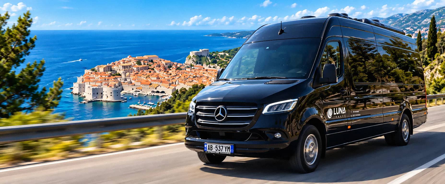 Luna Travel van on the coast above Dubrovnik